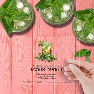 Invitations En Acrylique Fête de la course de chevaux avec Mint Julep