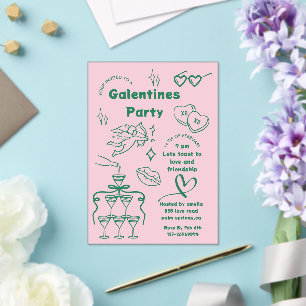 Invitations En Acrylique Fête de la Galentine, Fête de la Galentine pour Fi