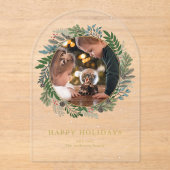 Invitations En Acrylique Fête de la photo de Noël Wreath (Recto)