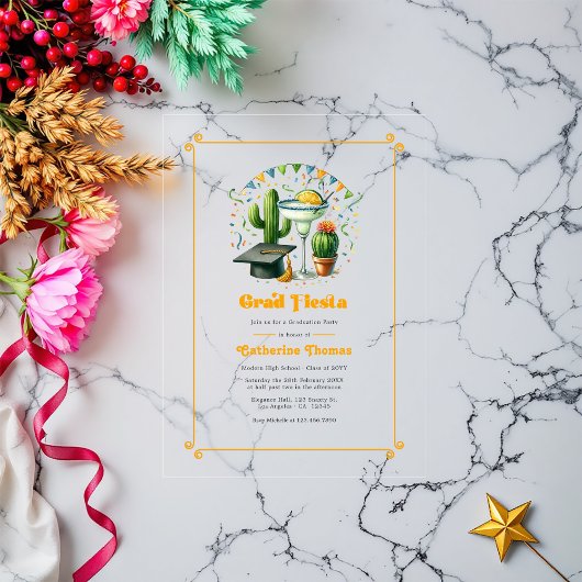 Invitations En Acrylique Fête de la remise des diplômes