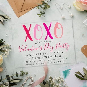 Invitations En Acrylique Fête de la Saint-Valentin Baisers et Câlins (XOXO)