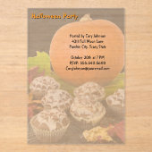 Invitations En Acrylique Fête de l'Halloween citrouille et cupcakes (Recto)
