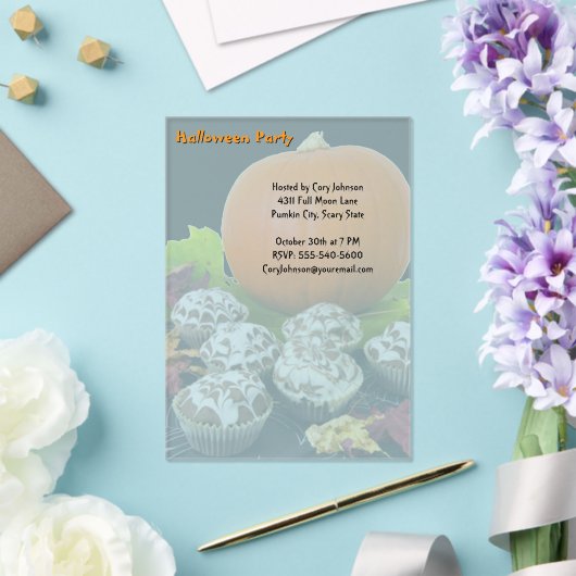 Invitations En Acrylique Fête de l'Halloween citrouille et cupcakes (Insitu (Mariage))