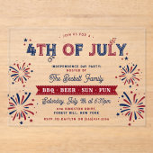 Invitations En Acrylique Fête de l'Indépendance 4 juillet tendance (Recto)