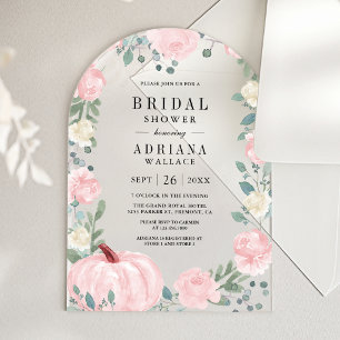 Invitations En Acrylique Fête de mariage avec citrouille florale rose rose