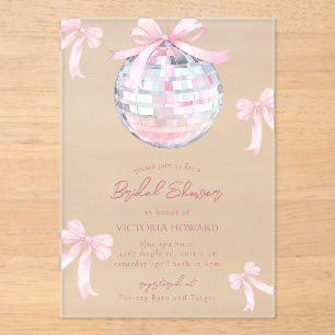 Invitations En Acrylique Fête de Mariage Boules à Facettes Rose Féminin