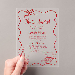 Invitations En Acrylique Fête de mariage capricieuse That's Amore à dessin