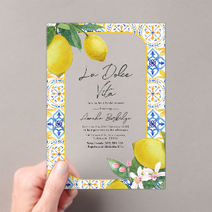 Invitations En Acrylique Fête de Mariage Carrelage Italien & Citron - La Do