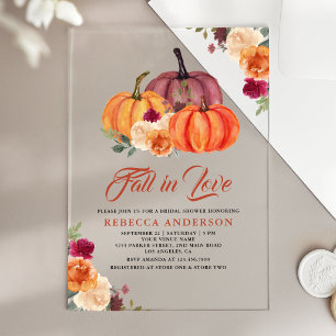 Invitations En Acrylique Fête de mariage champêtre Fleur Orange Brûlée Citr