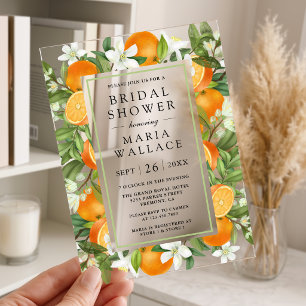 Invitations En Acrylique Fête de mariage champêtre mandarine orange