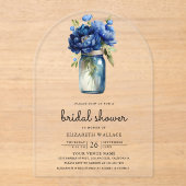 Invitations En Acrylique Fête de mariage dans un pot Mason avec des fleurs (Recto)