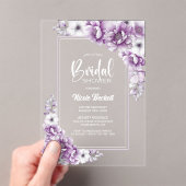 Invitations En Acrylique Fête de mariage élégante aux fleurs roses (In situ (ordinateur de poche))