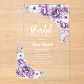 Invitations En Acrylique Fête de mariage élégante aux fleurs roses (Recto)