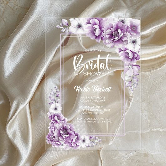 Invitations En Acrylique Fête de mariage élégante aux fleurs roses