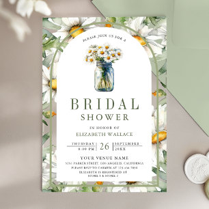 Invitations En Acrylique Fête de mariage Floral Daisy Jar Mason