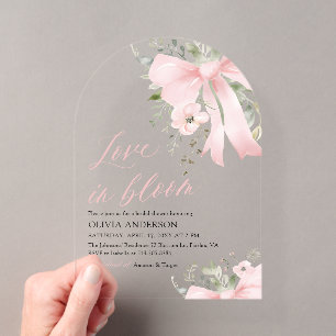 Invitations En Acrylique Fête de mariage floral en forme d'arche avec ruban