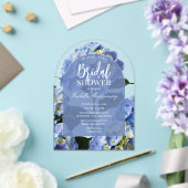 Invitations En Acrylique Fête de mariage florale Hydrangea Bleue Propre (Insitu (Mariage))