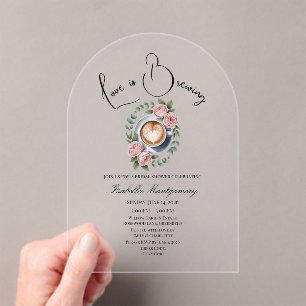 Invitations En Acrylique Fête de mariage Love Is Brewing Blush & Eucalyptus
