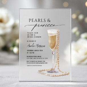 Invitations En Acrylique Fête de mariage Perles et Prosecco Champagne 