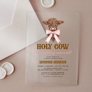 Invitations En Acrylique Fête de mariage western cowgirl Sainte Vache Arc r