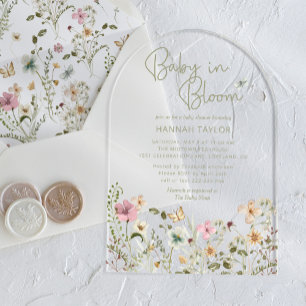 Invitations En Acrylique Fête de naissance Baby in Bloom Girl