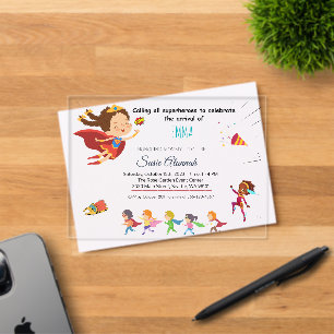Invitations En Acrylique Fête de naissance de bébé fille sur le thème des s