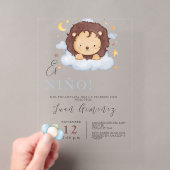 Invitations En Acrylique Fête de naissance d'un garçon espagnol Lion Code Q (In situ (ordinateur de poche))