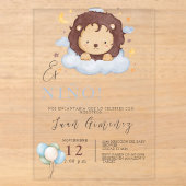 Invitations En Acrylique Fête de naissance d'un garçon espagnol Lion Code Q (Recto)