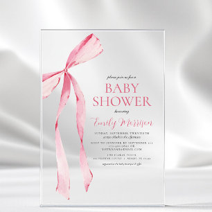 Invitations En Acrylique Fête de naissance Fille Arc-en-ciel Rose Aquarelle