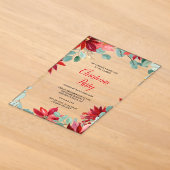 Invitations En Acrylique Fête de Noël à fleurs rouges (Poser)