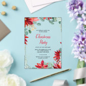 Invitations En Acrylique Fête de Noël à fleurs rouges (Insitu (Mariage))