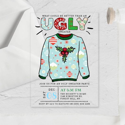 Invitations En Acrylique Fête de Noël affreuse