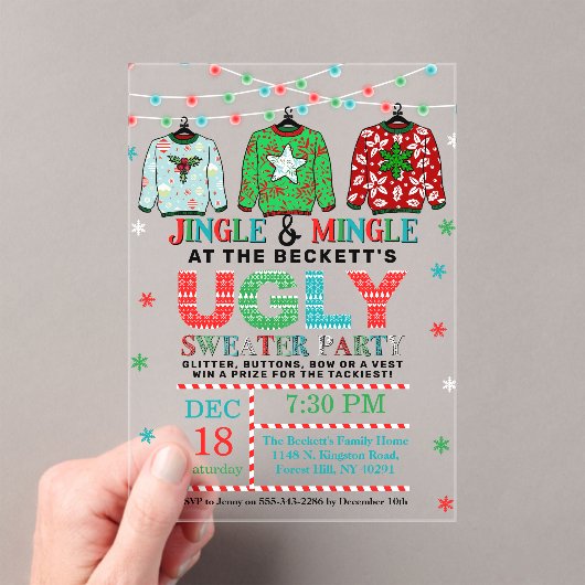 Invitations En Acrylique Fête de Noël affreuse (In situ (ordinateur de poche))