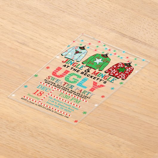 Invitations En Acrylique Fête de Noël affreuse (Poser)