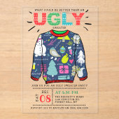 Invitations En Acrylique Fête de Noël affreuse (Recto)