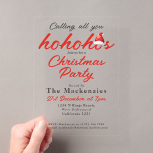 Invitations En Acrylique Fête de Noël Appel à tous les Ho Ho Ho