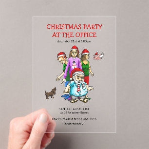 Invitations En Acrylique Fête de Noël au bureau