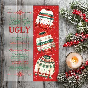 Invitations En Acrylique Fête de Noël avec des pulls moches "Déchaînons-nou