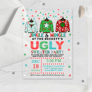 Invitations En Acrylique Fête de Noël avec un pull de Noël laid