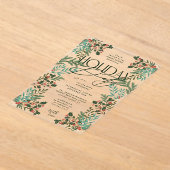 Invitations En Acrylique Fête de Noël classique botanique moderne (Poser)