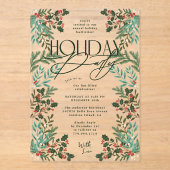 Invitations En Acrylique Fête de Noël classique botanique moderne (Recto)
