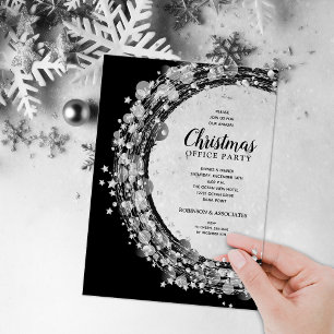 Invitations En Acrylique Fête de Noël Couronne de l'Étoile d'Argent