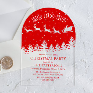 Invitations En Acrylique Fête de Noël de Père Noël rouge moderne
