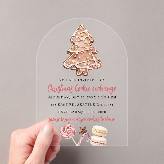 Invitations En Acrylique Fête de Noël d'échange de biscuits (In situ (ordinateur de poche))