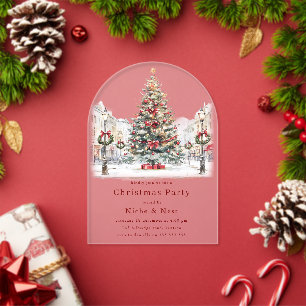 Invitations En Acrylique Fête de Noël d'entreprise en milieu de travail