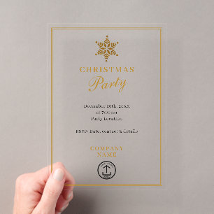 Invitations En Acrylique Fête de Noël d'entreprise moderne en or