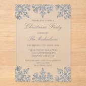 Invitations En Acrylique Fête de Noël d'hiver Silver Snowflake (Recto)