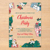 Invitations En Acrylique Fête de Noël du chat (Recto)