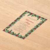 Invitations En Acrylique Fête de Noël Elegant Holly et Berries (Poser)