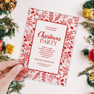 Invitations En Acrylique Fête de Noël Élégante aux Botaniques Rouges
